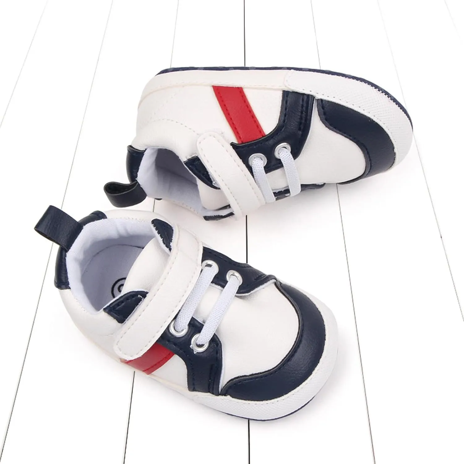 Baby Boys Leather First Walking Sneakers Toddler Girls Infant Anti-Slip Rubber Sole Lightweight First Step Shoes