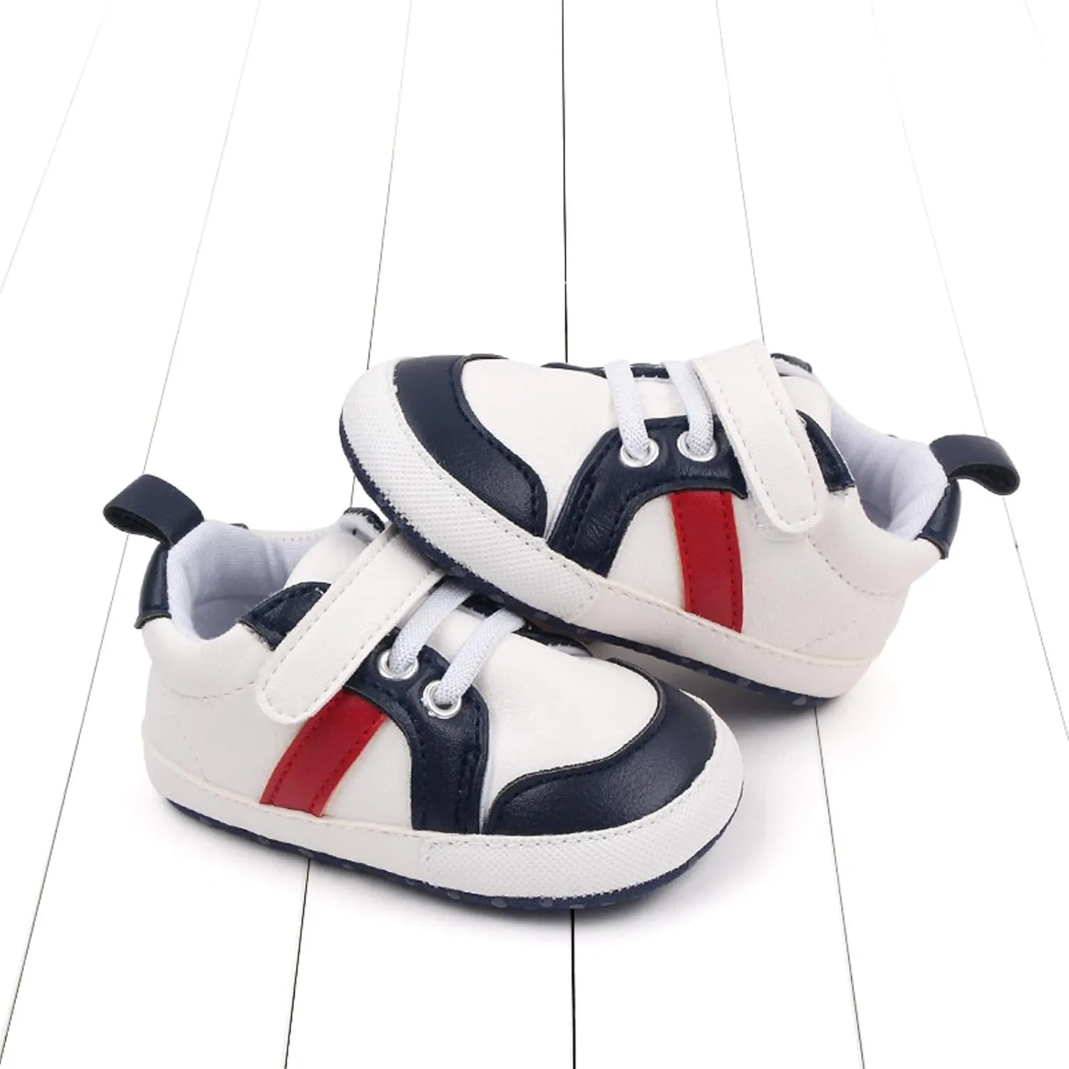 Baby Boys Leather First Walking Sneakers Toddler Girls Infant Anti-Slip Rubber Sole Lightweight First Step Shoes