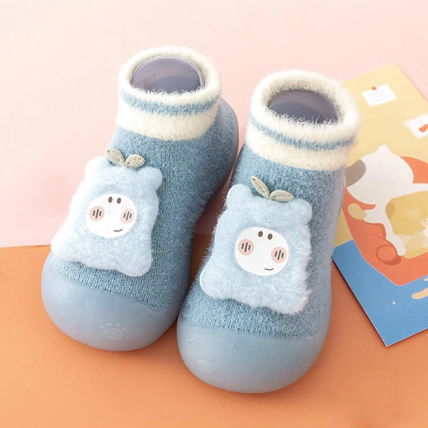Baby Cozy Fleece Ankle Booties Soft Sole Anti-Slip Infant Prewalker Unisex Nursling Shoes Newborn Walking Shoes