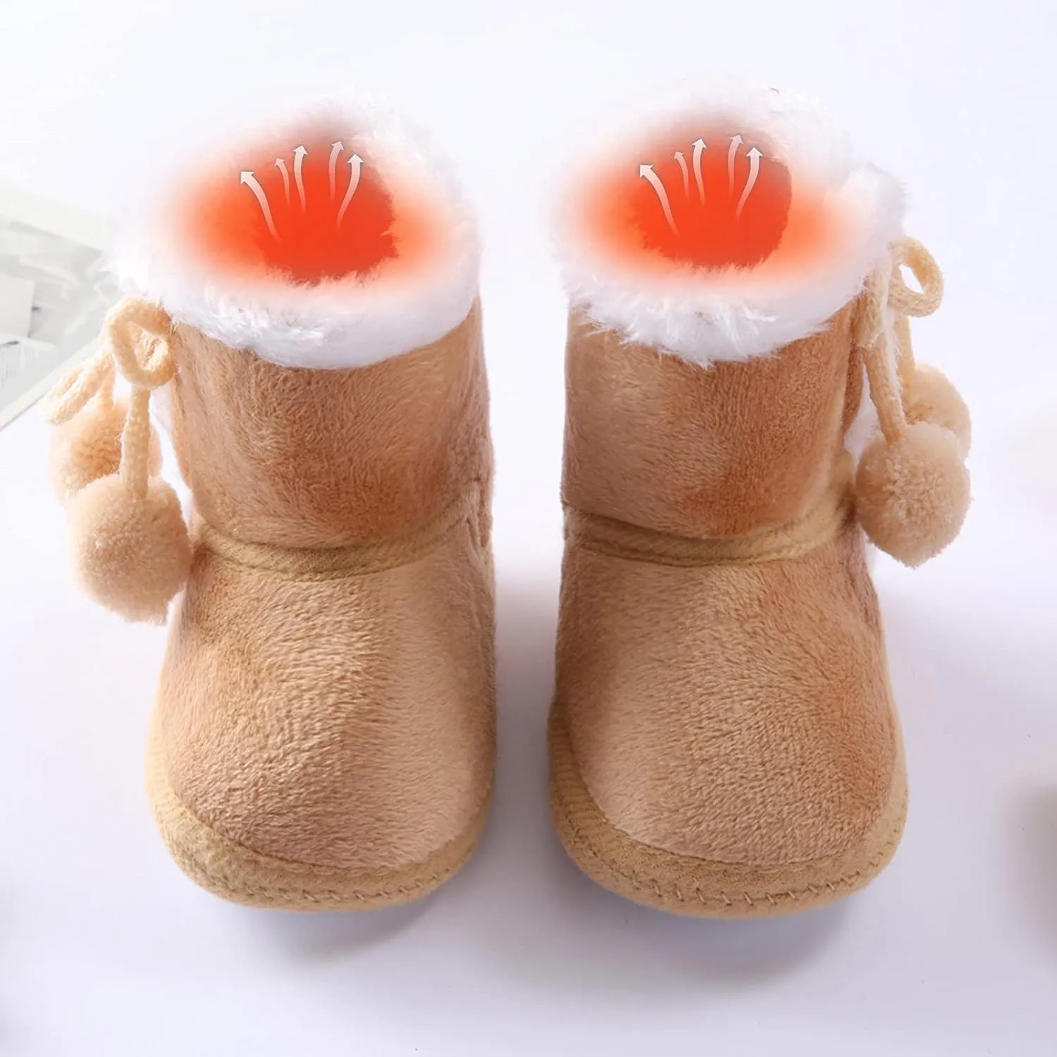 Baby Cozy Fleece Sherpa Booties Newborn Boys Girls Winter Boots Infant Soft Sole Warm Crib Booties Snow Shoes