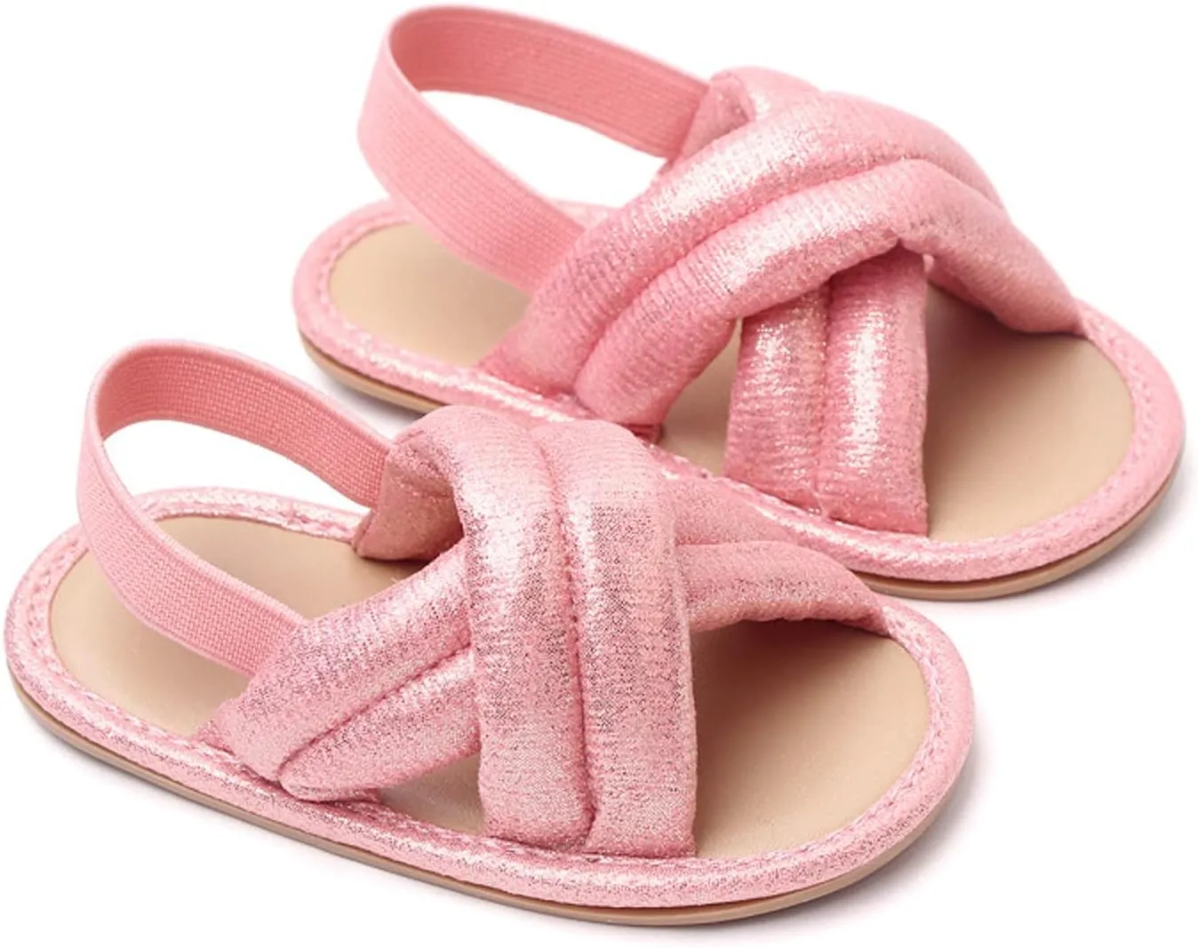 Baby Flip Flops Sandals Baby Open Toe Soft Rubber Sole Elastic Strap Flats Toddler First Walking Beach Water Shoes
