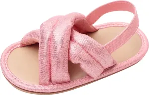 Baby Flip Flops Sandals Baby Open Toe Soft Rubber Sole Elastic Strap Flats Toddler First Walking Beach Water Shoes