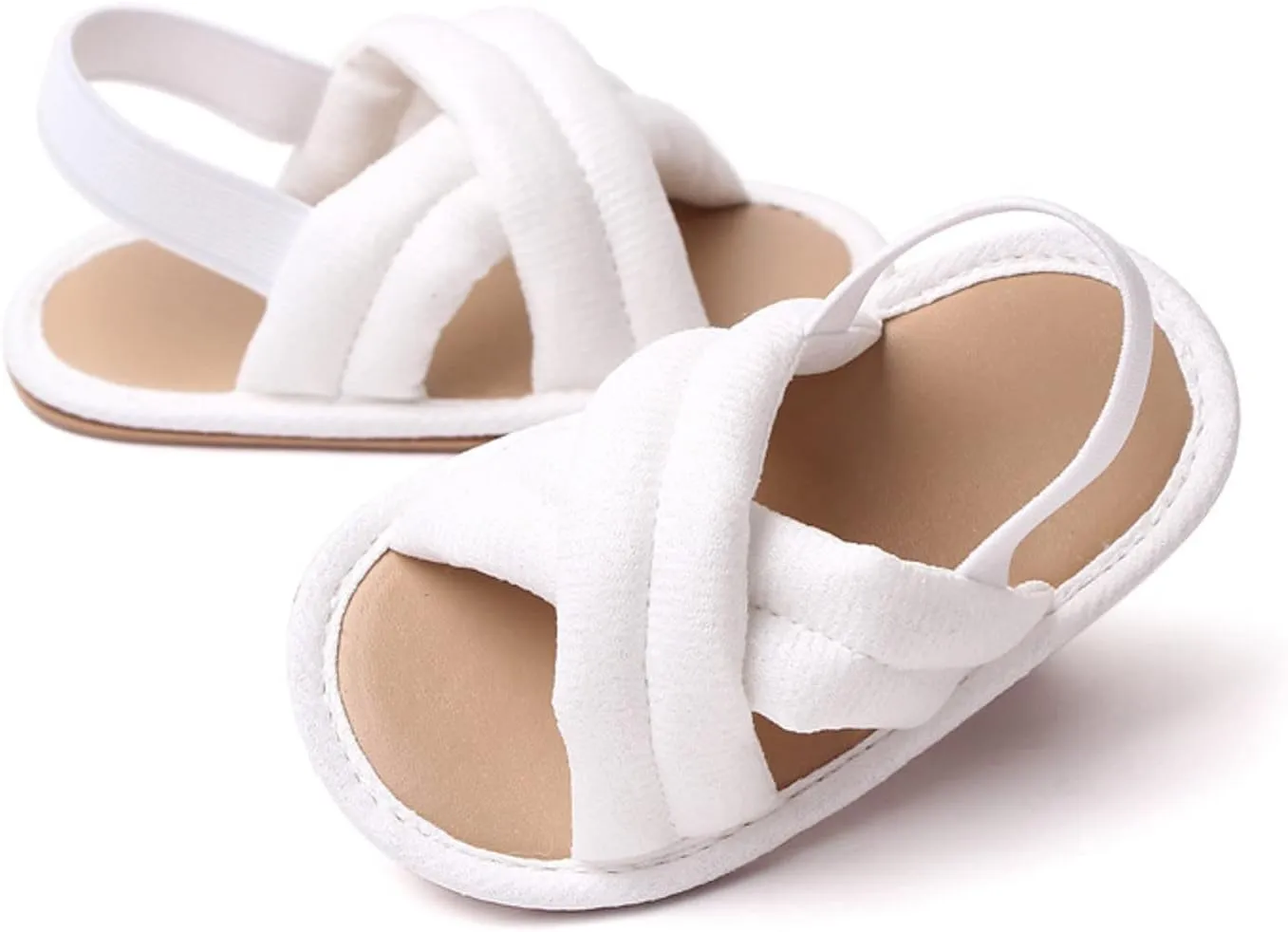 Baby Flip Flops Sandals Baby Open Toe Soft Rubber Sole Elastic Strap Flats Toddler First Walking Beach Water Shoes