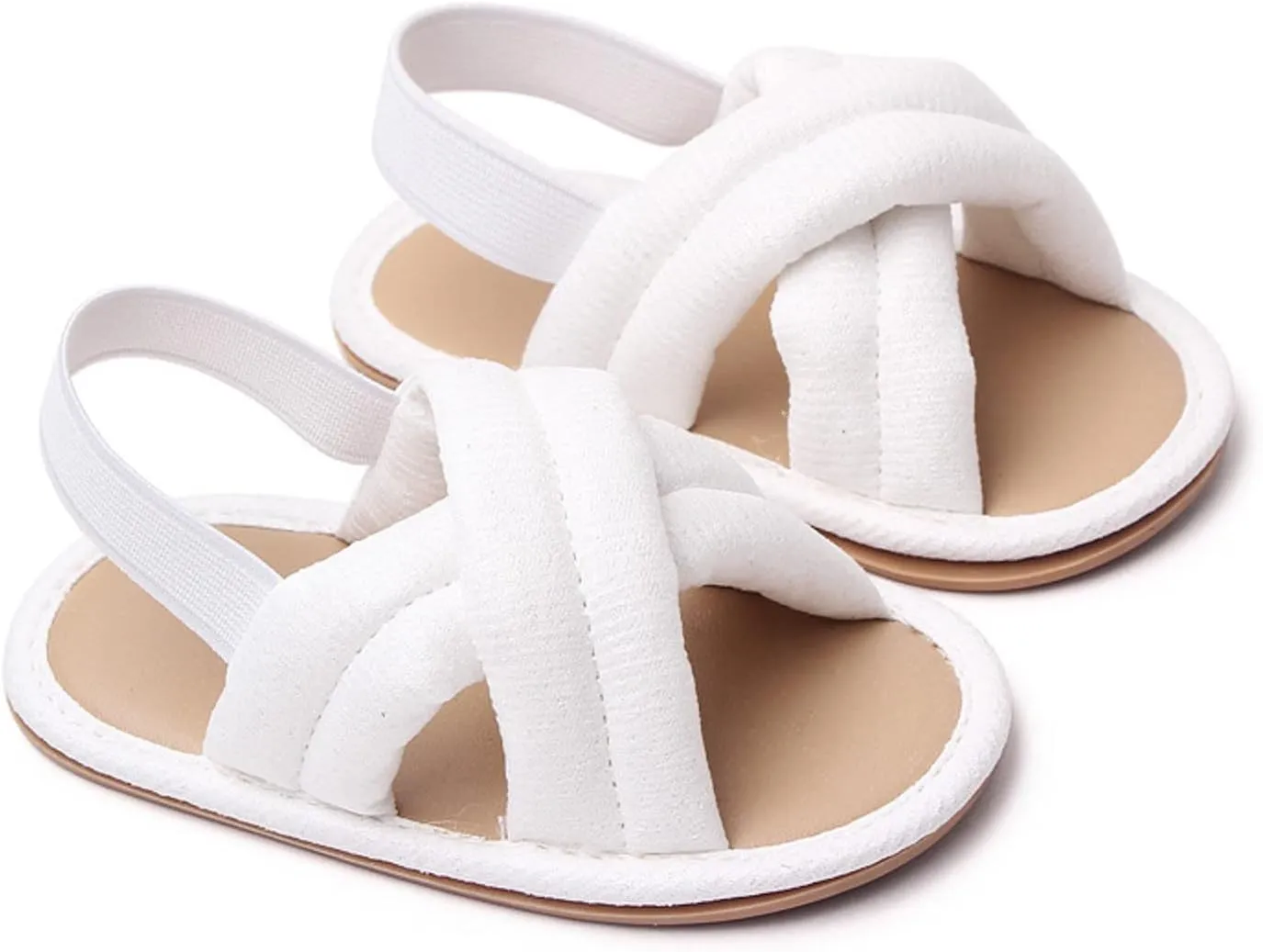 Baby Flip Flops Sandals Baby Open Toe Soft Rubber Sole Elastic Strap Flats Toddler First Walking Beach Water Shoes