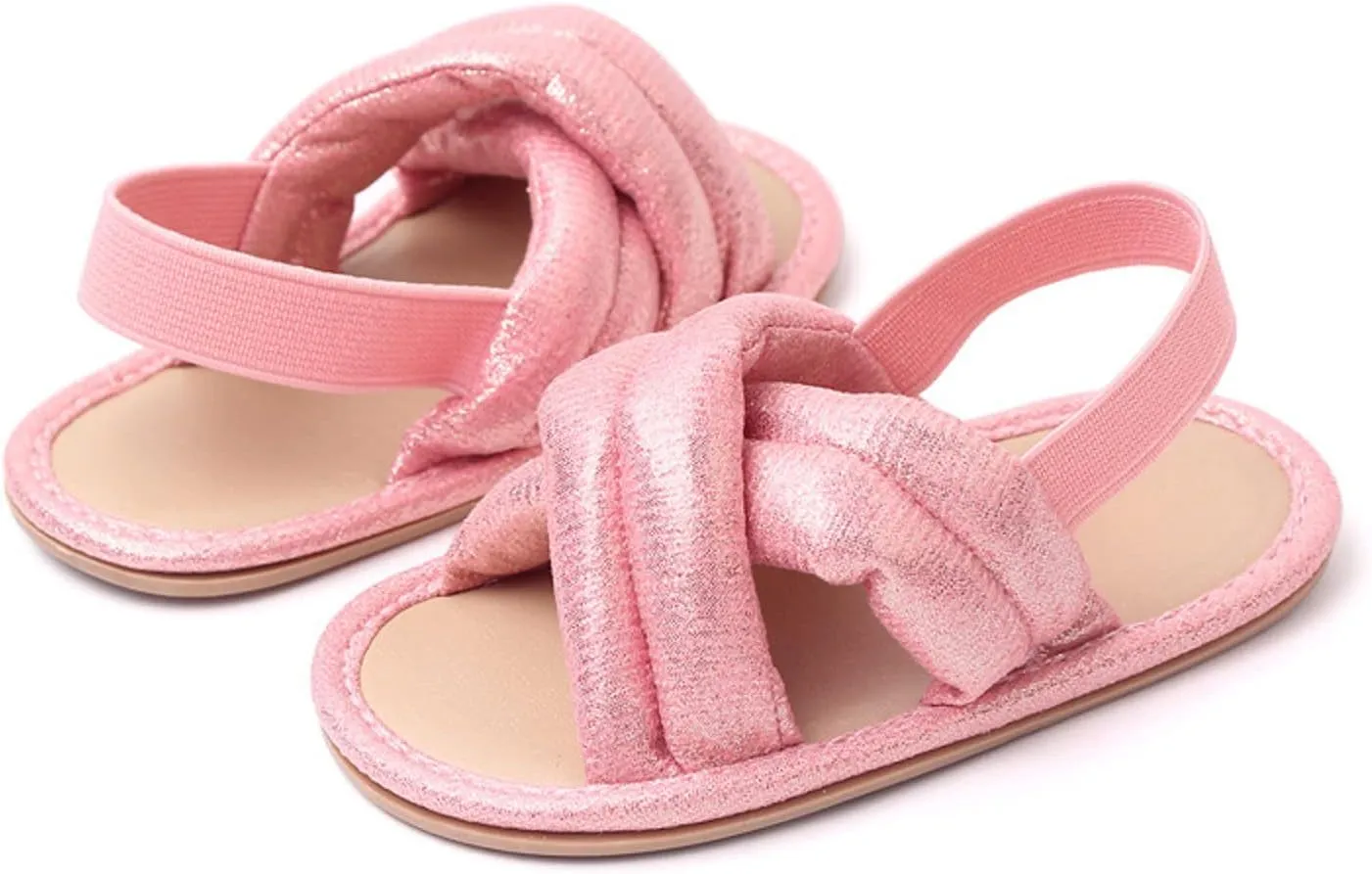 Baby Flip Flops Sandals Baby Open Toe Soft Rubber Sole Elastic Strap Flats Toddler First Walking Beach Water Shoes
