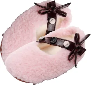 Baby Furry Flats Infant Faux Fur Lined Soft Shoes Baby Winter Ankle Non-Slip Rubber Sole Toddler Snow Crib Shoes