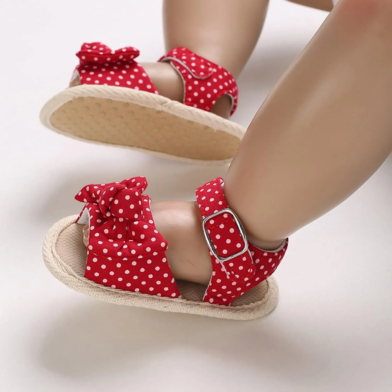Baby Girl Bowknot Sandals Toddler Infant Soft Open Toe Sandals Beach Flats Anti Slip Softy Shoes With Ankle Strap