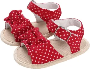 Baby Girl Bowknot Sandals Toddler Infant Soft Open Toe Sandals Beach Flats Anti Slip Softy Shoes With Ankle Strap