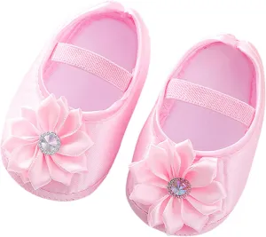 Baby Girl Flower Princes Shoes Soft Sole Mary Jane Flat Wedding Party Dress Crib Shoes Non-slip Toddler First Walkers