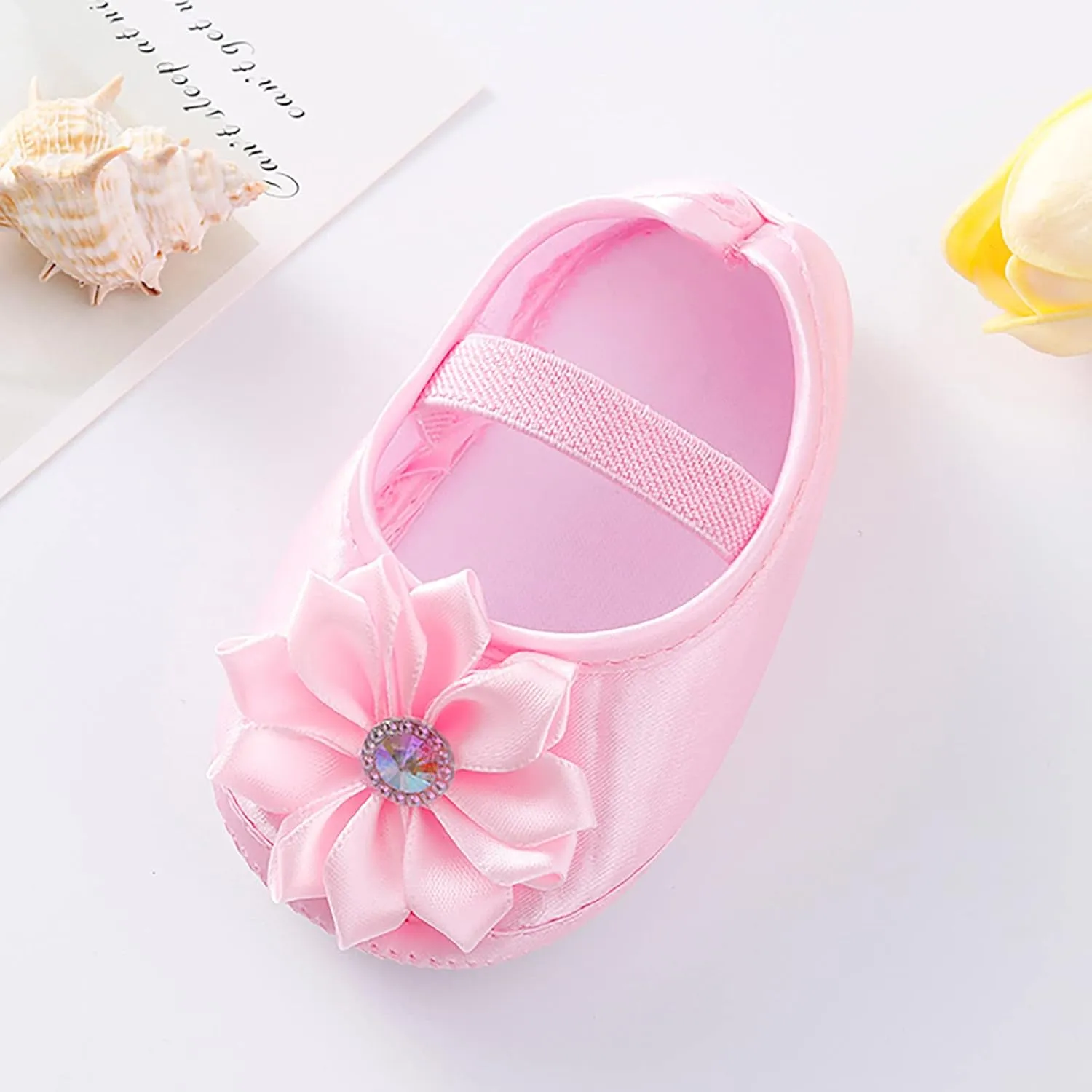 Baby Girl Flower Princes Shoes Soft Sole Mary Jane Flat Wedding Party Dress Crib Shoes Non-slip Toddler First Walkers