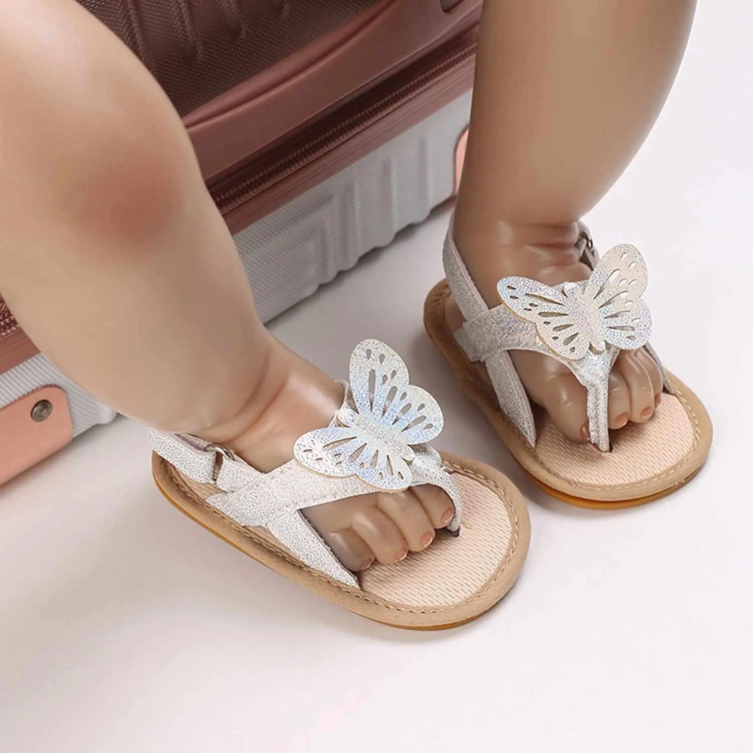 Baby Girl Sandals Flip Flop Slide Butterfly Sandals Slip On Suitable For Bath Shower Beach Pool Slip On Flats Shoes