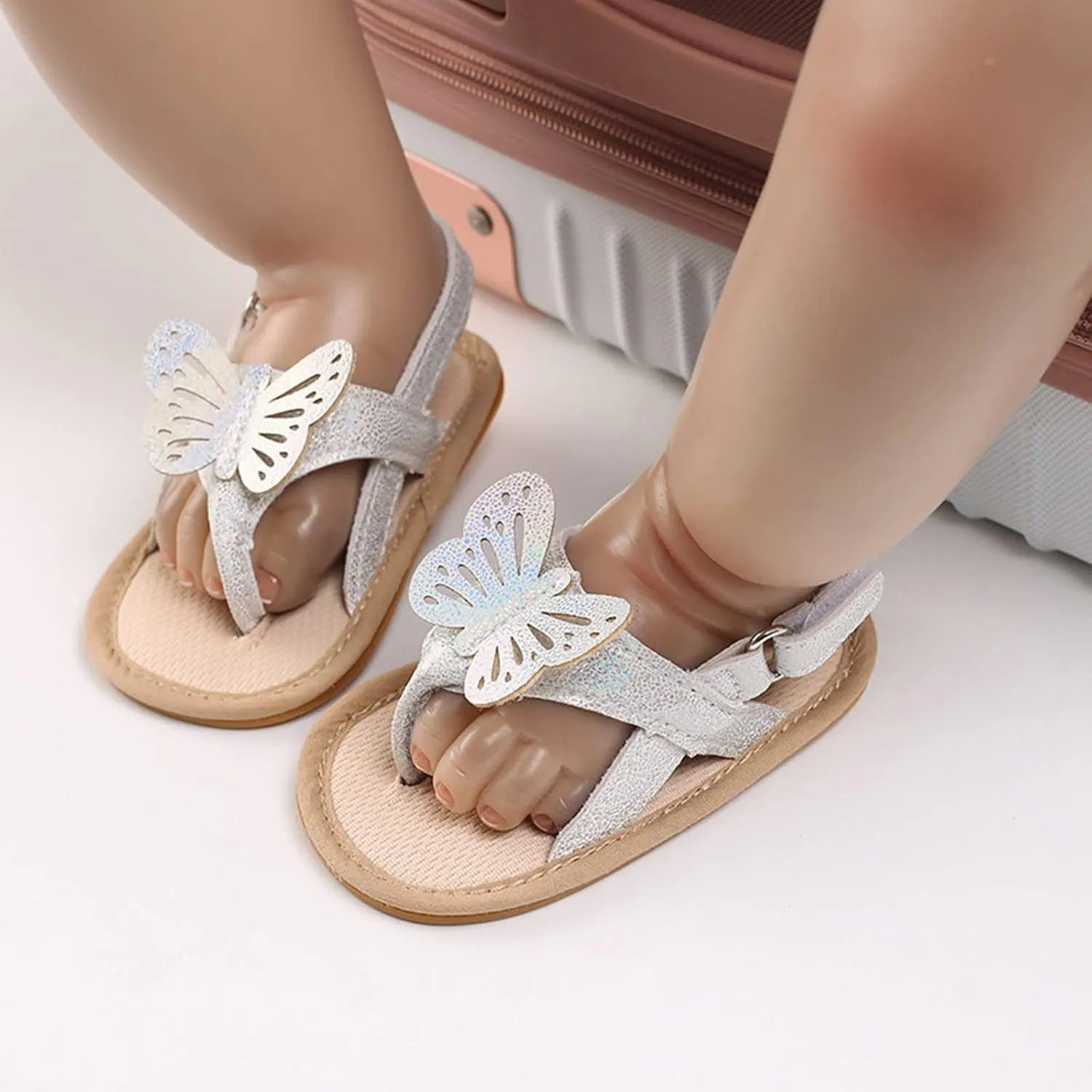 Baby Girl Sandals Flip Flop Slide Butterfly Sandals Slip On Suitable For Bath Shower Beach Pool Slip On Flats Shoes