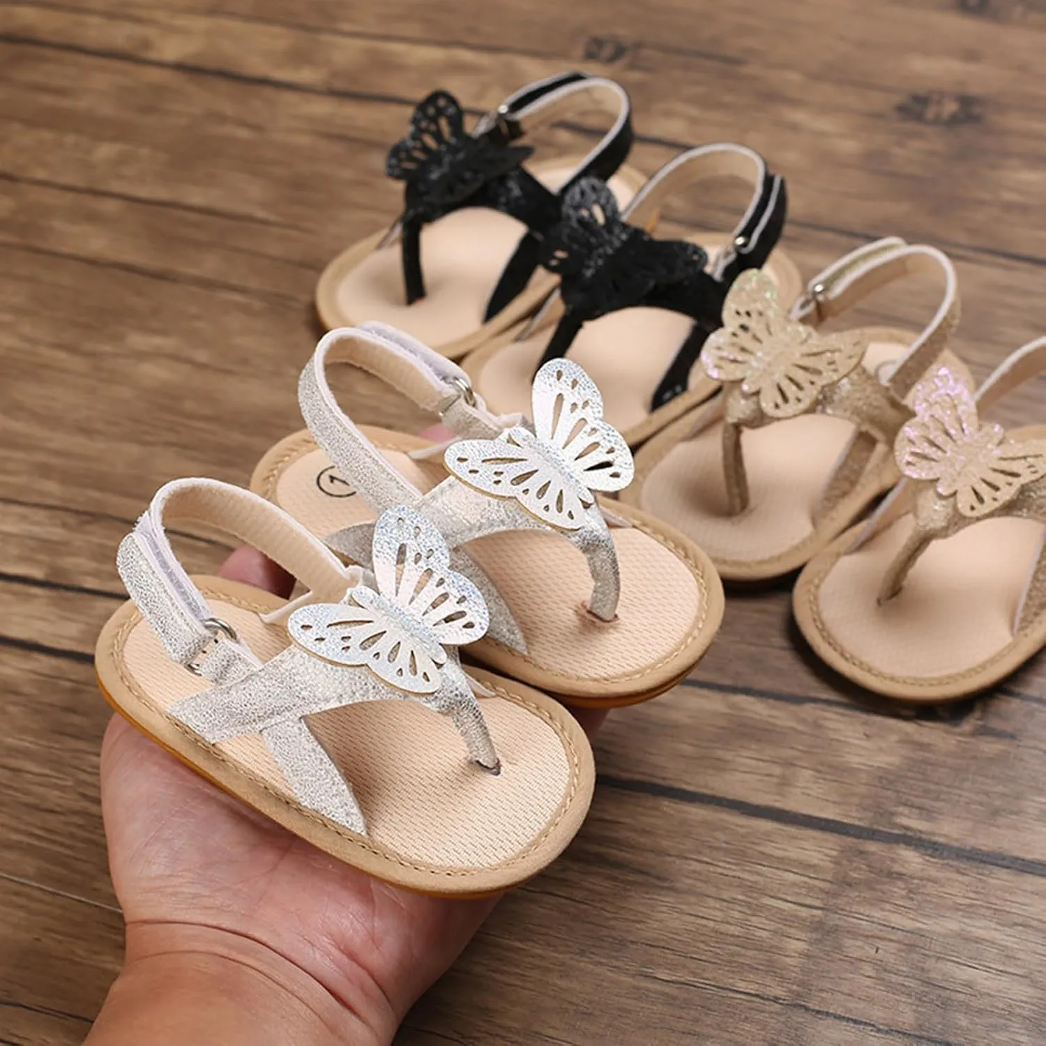 Baby Girl Sandals Flip Flop Slide Butterfly Sandals Slip On Suitable For Bath Shower Beach Pool Slip On Flats Shoes