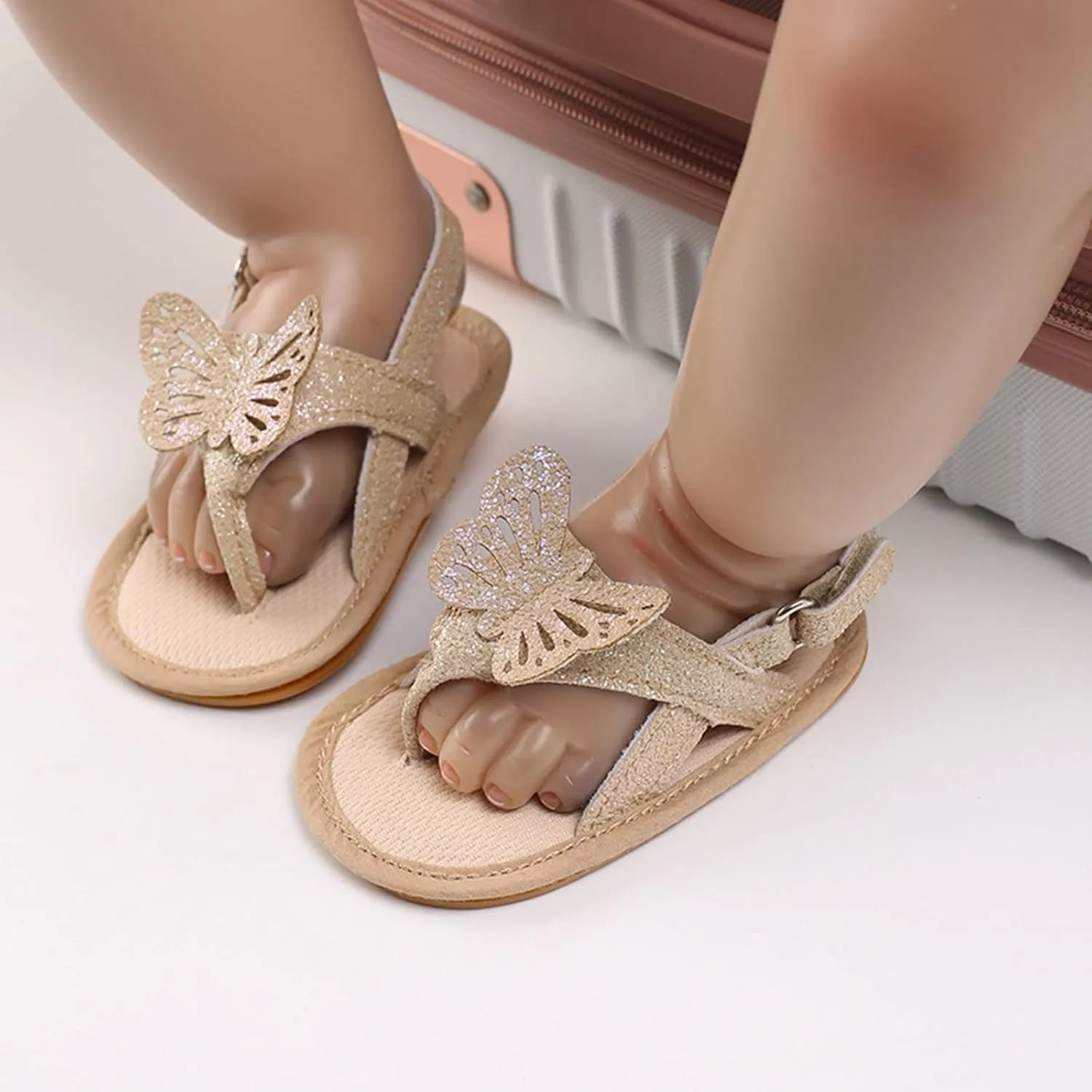 Baby Girl Sandals Flip Flop Slide Butterfly Sandals Slip On Suitable For Bath Shower Beach Pool Slip On Flats Shoes