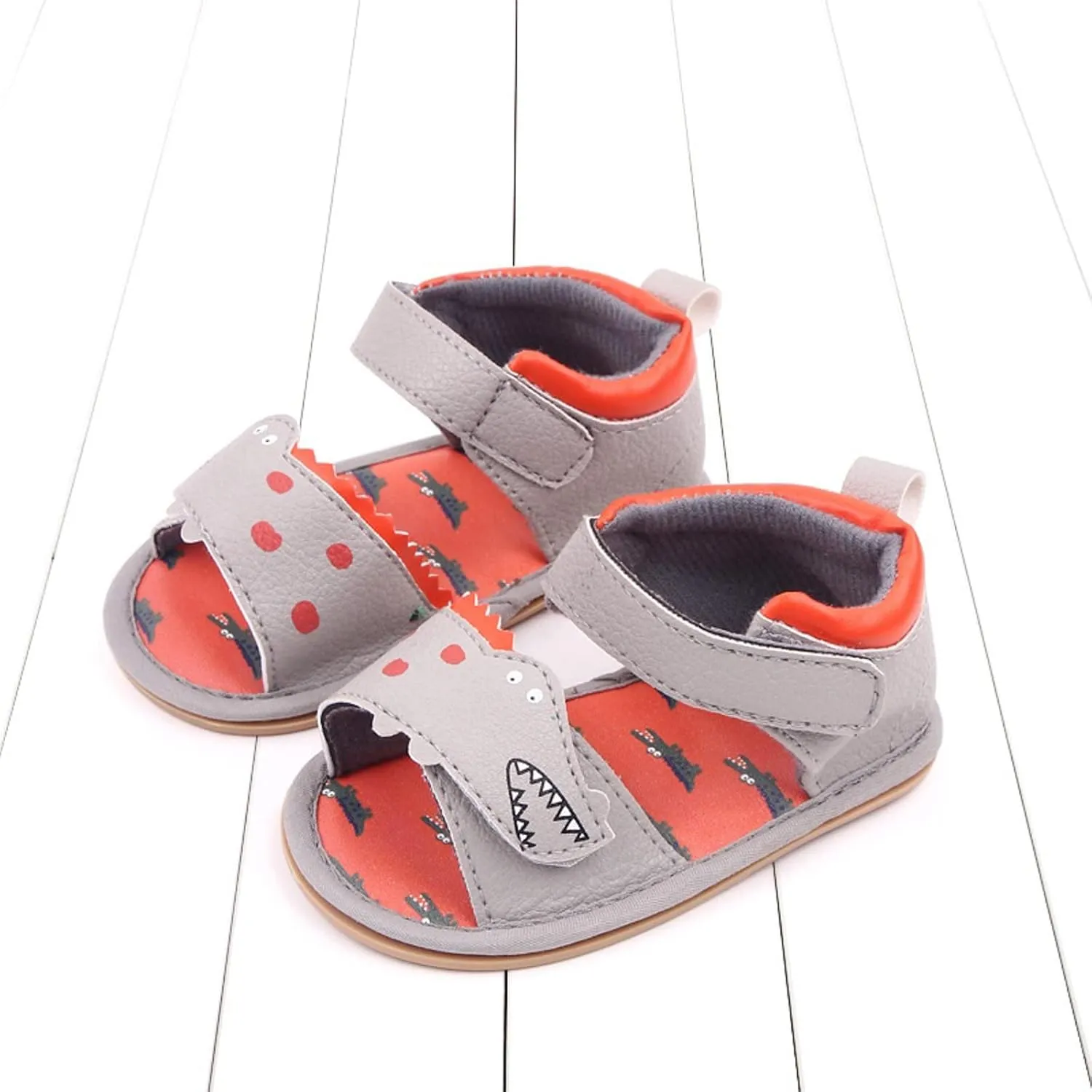 Baby Girl Sandals Toddler Comfort Open Toe Dinosaur Outdoor Casual Beach Shoes With Flower Flats Shoes