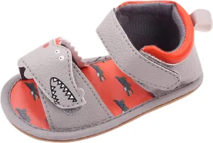 Baby Girl Sandals Toddler Comfort Open Toe Dinosaur Outdoor Casual Beach Shoes With Flower Flats Shoes