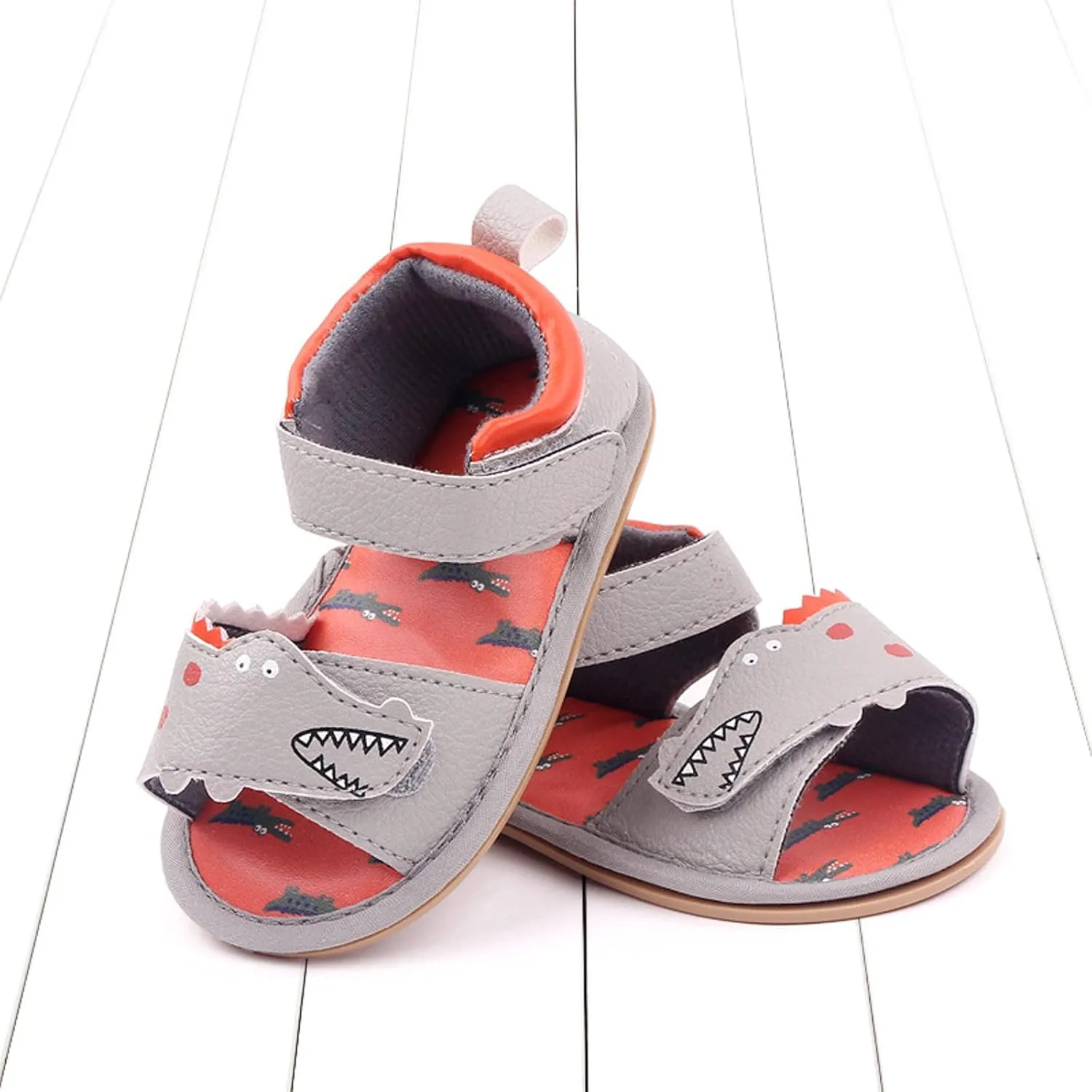 Baby Girl Sandals Toddler Comfort Open Toe Dinosaur Outdoor Casual Beach Shoes With Flower Flats Shoes