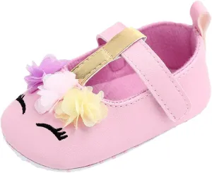 Baby Girl Shoes Soft Sole Floral 0-15 Months Newborn Infant Mary Jane Flats Non-Slip Rubber Baptism Dresses Shoe