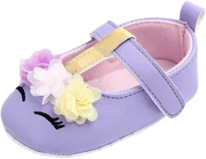 Baby Girl Shoes Soft Sole Floral 0-15 Months Newborn Infant Mary Jane Flats Non-Slip Rubber Baptism Dresses Shoe