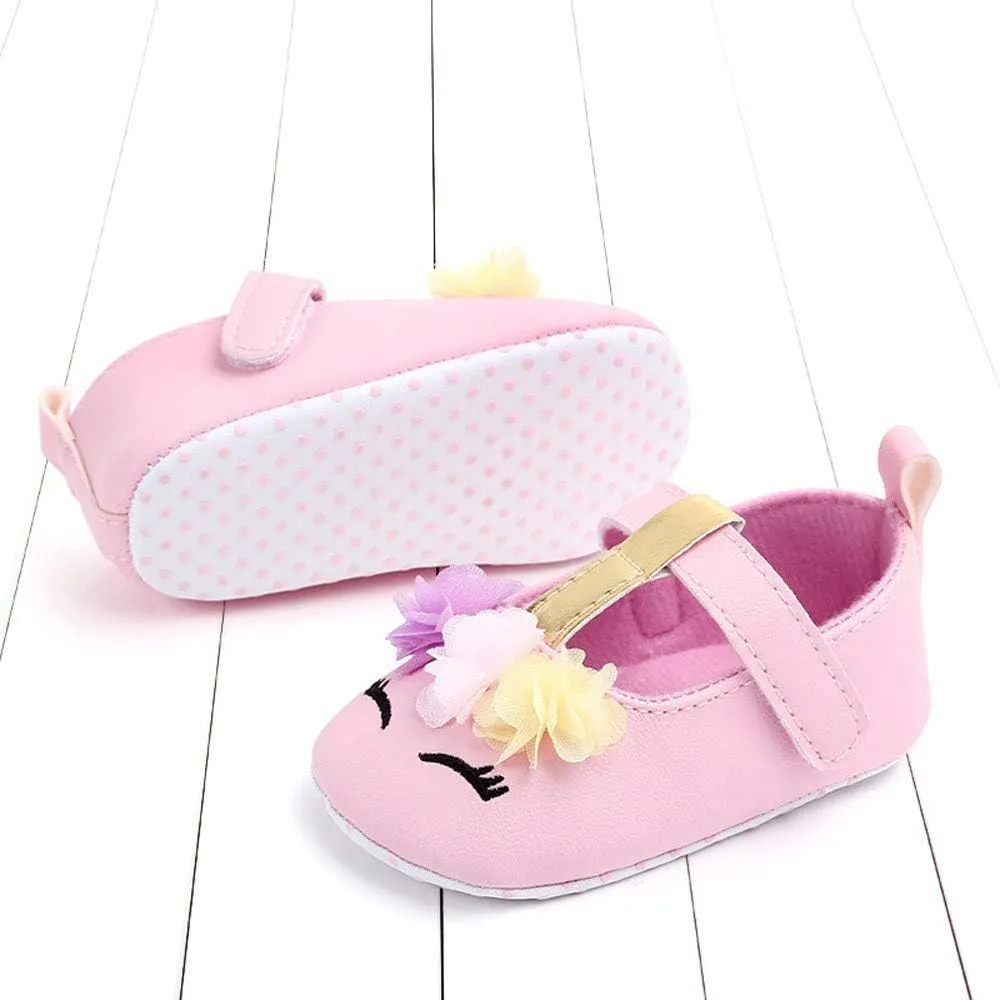 Baby Girl Shoes Soft Sole Floral 0-15 Months Newborn Infant Mary Jane Flats Non-Slip Rubber Baptism Dresses Shoe