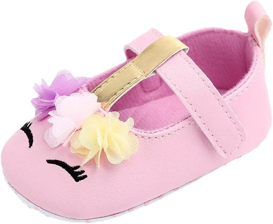 Baby Girl Shoes Soft Sole Floral 0-15 Months Newborn Infant Mary Jane Flats Non-Slip Rubber Baptism Dresses Shoe