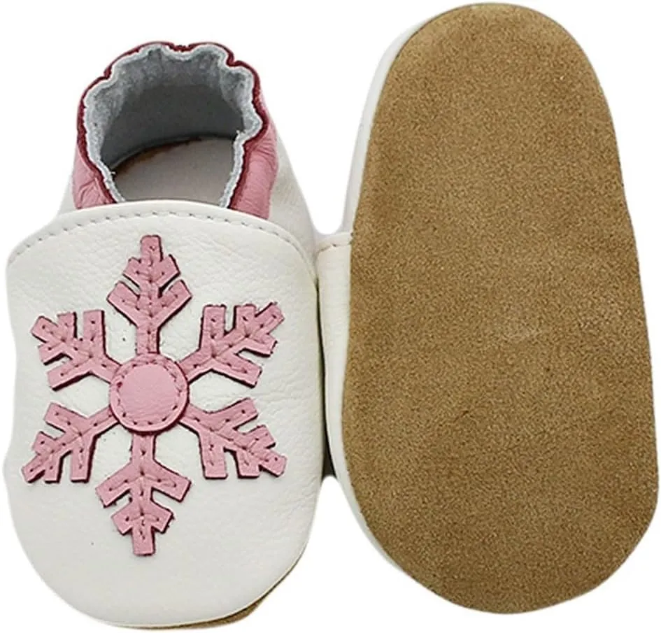 Baby Girls Baby Boys Christmas Flat Shoes Toddler Soft Sole Shoes First Walking rib Shoes Flat Snowflakes Print Shoes