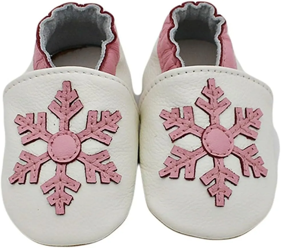 Baby Girls Baby Boys Christmas Flat Shoes Toddler Soft Sole Shoes First Walking rib Shoes Flat Snowflakes Print Shoes