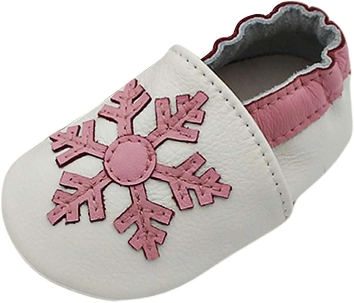 Baby Girls Baby Boys Christmas Flat Shoes Toddler Soft Sole Shoes First Walking rib Shoes Flat Snowflakes Print Shoes