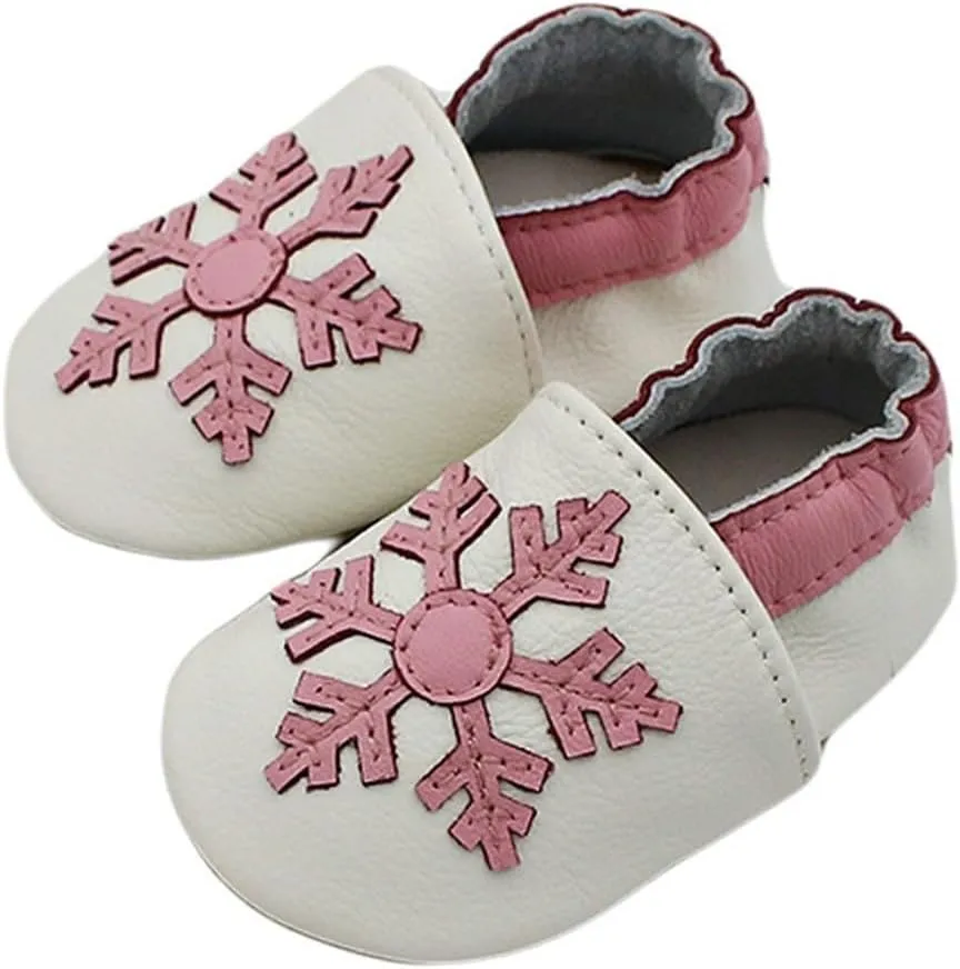 Baby Girls Baby Boys Christmas Flat Shoes Toddler Soft Sole Shoes First Walking rib Shoes Flat Snowflakes Print Shoes