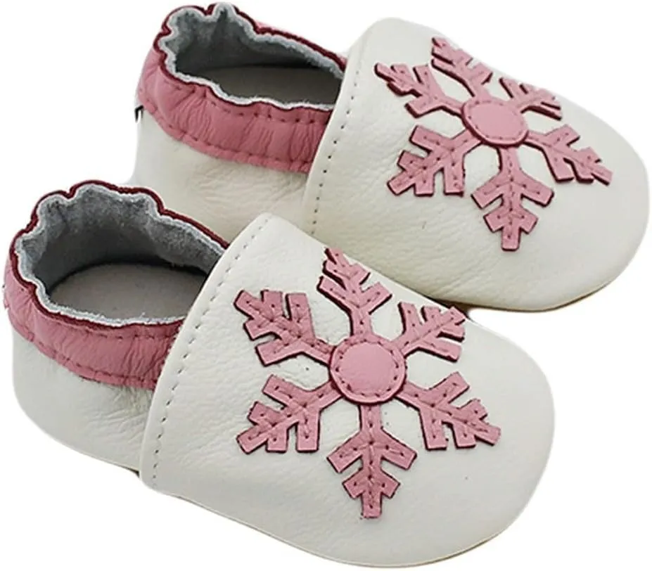 Baby Girls Baby Boys Christmas Flat Shoes Toddler Soft Sole Shoes First Walking rib Shoes Flat Snowflakes Print Shoes