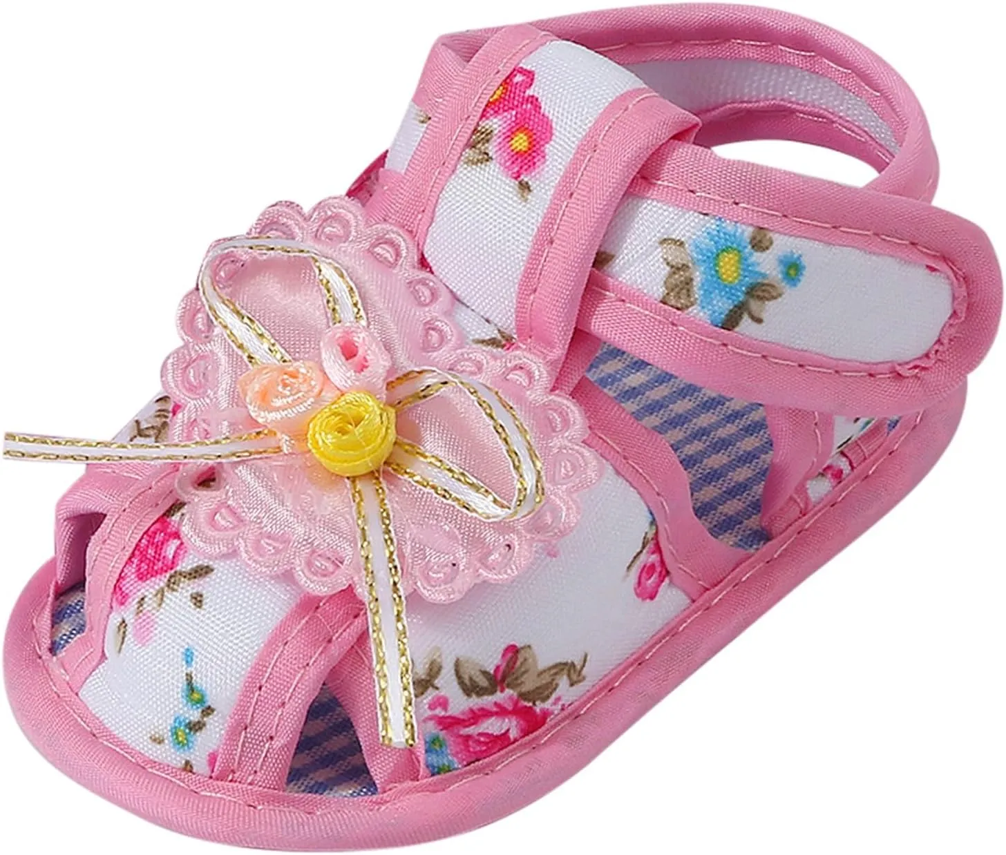 Baby Girls Barefoot Sandals Lightweight Soft Sole Closed Toe Sandal Flats with Grips Newborn Crib Shoes First Walkers