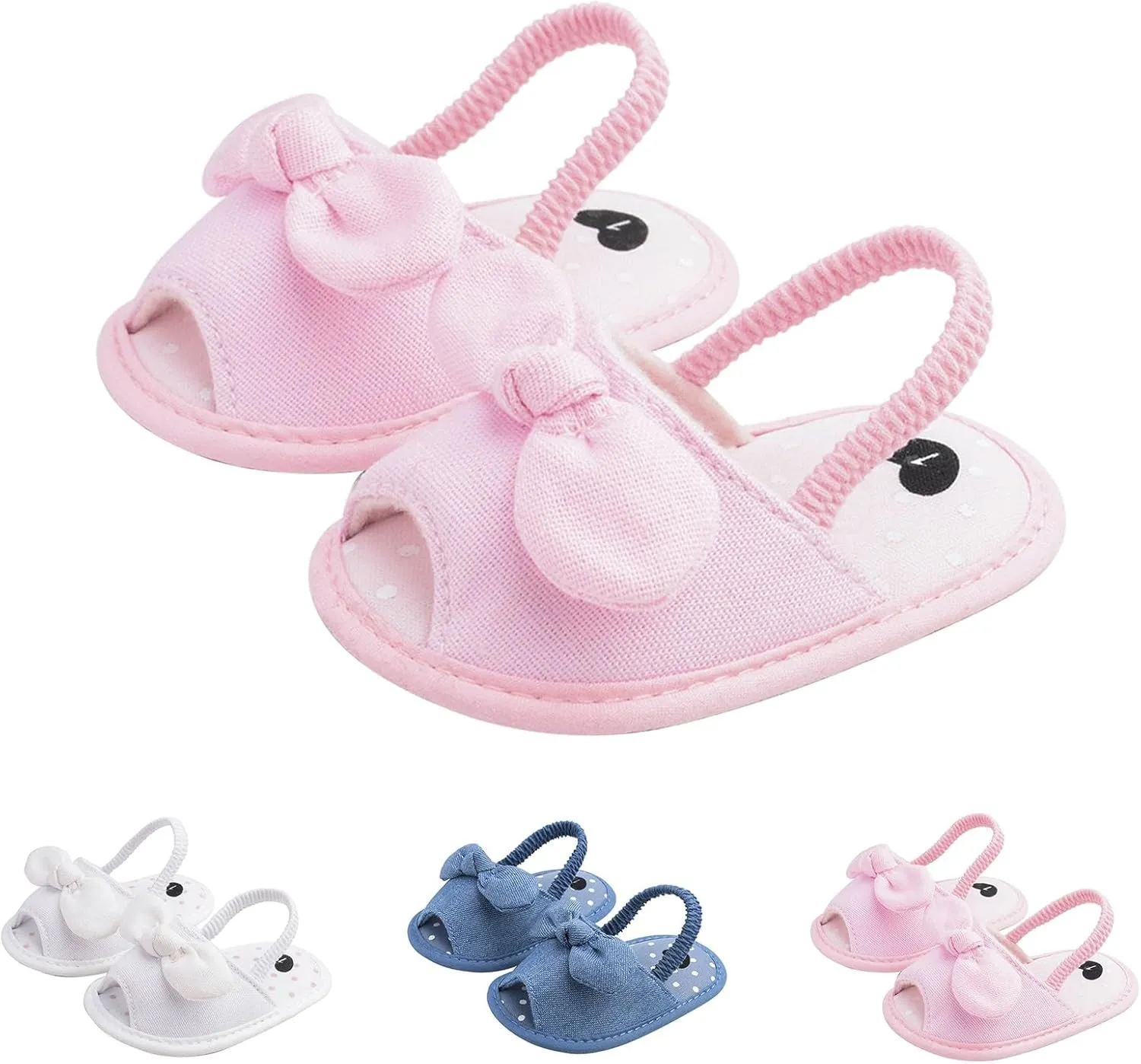 Baby Girls Bow Knot Sandals Non Slip Flats Open Toe Cute Princess Shoes Infant Holiday Beach Casual Soft Sole Slides
