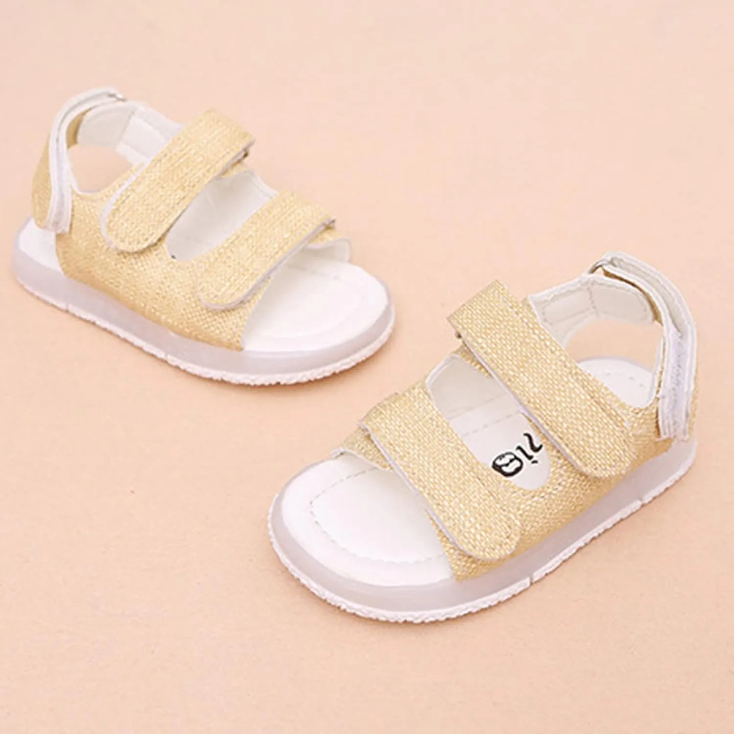 Baby Girls Boys Kid Child LED Sport Luminous Sandals Shoes Non Slip Soft Sole Open Toe Prewalkers (Yellow, 2-2.5 Years)
