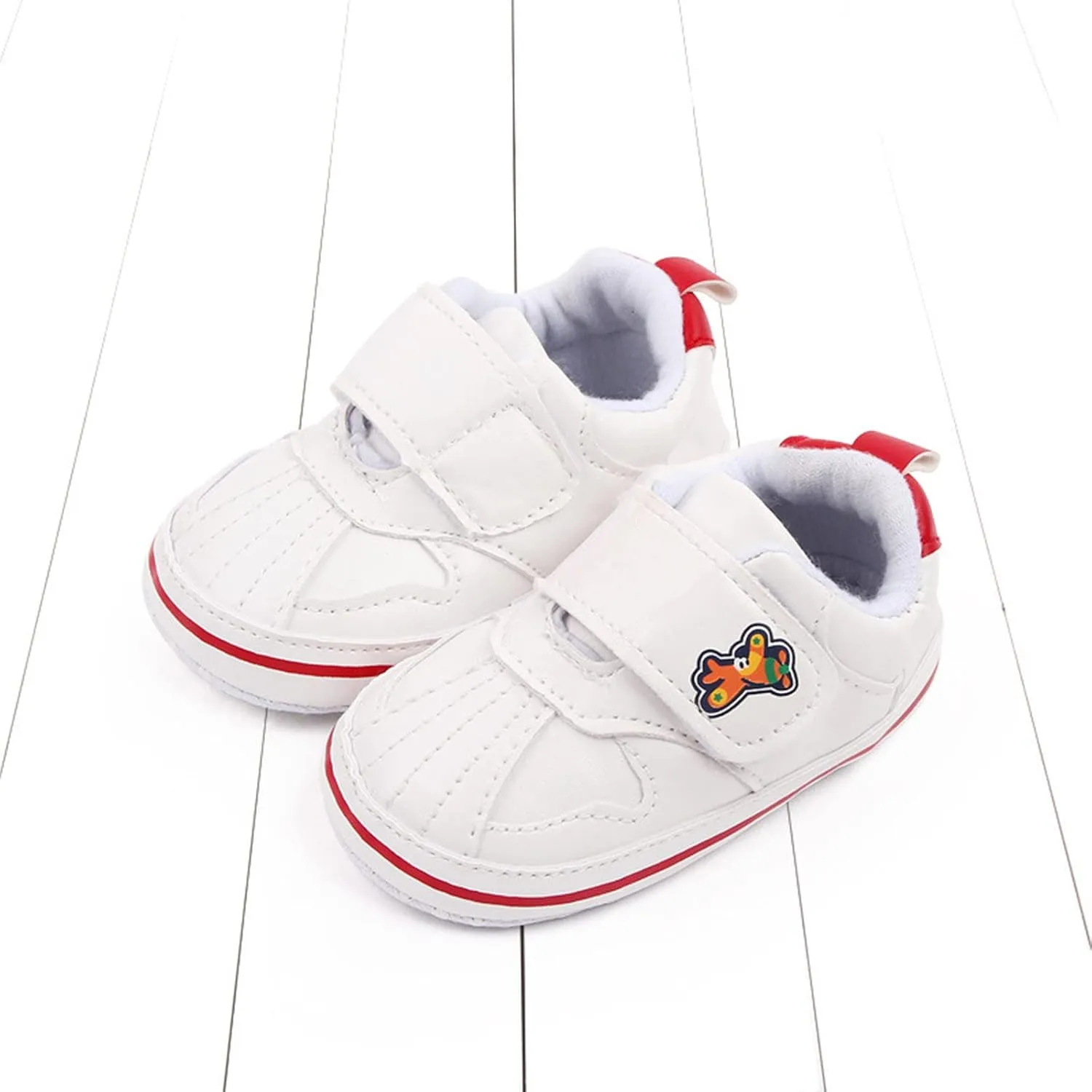 Baby Girls Boys Leather Pre-Walking Sneakers Toddler Anti-Slip Soft Sole Infant Lightweight First Step Flat Shoes