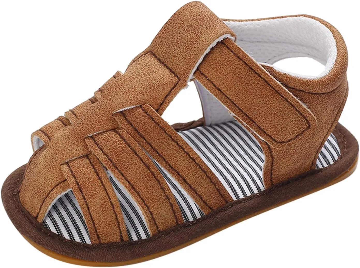 Baby Girls Boys Sandals Infant Toddler Shoes Newborn First Walkers Crib Shoes Soft Sole Flat Shoes (Brown, 5 Infant)