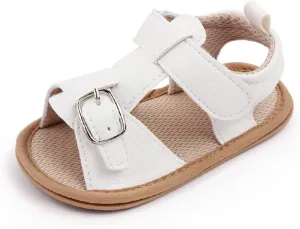 Baby Girls Boys Sandals Infant Toddler Shoes Outdoor First Walkers Anti-Slip Soft Sole Flat Shoes (White, 4 Infant)