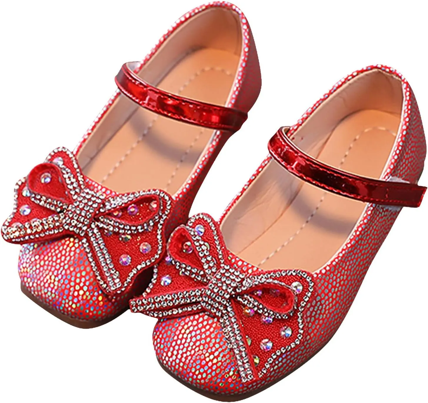 Baby Girls Mary-Jane Flats Shoes with Bowknot Non Slip Soft Sole PU Leather First Walkers Shoes Toddler Princess Wedding Dress Shoes