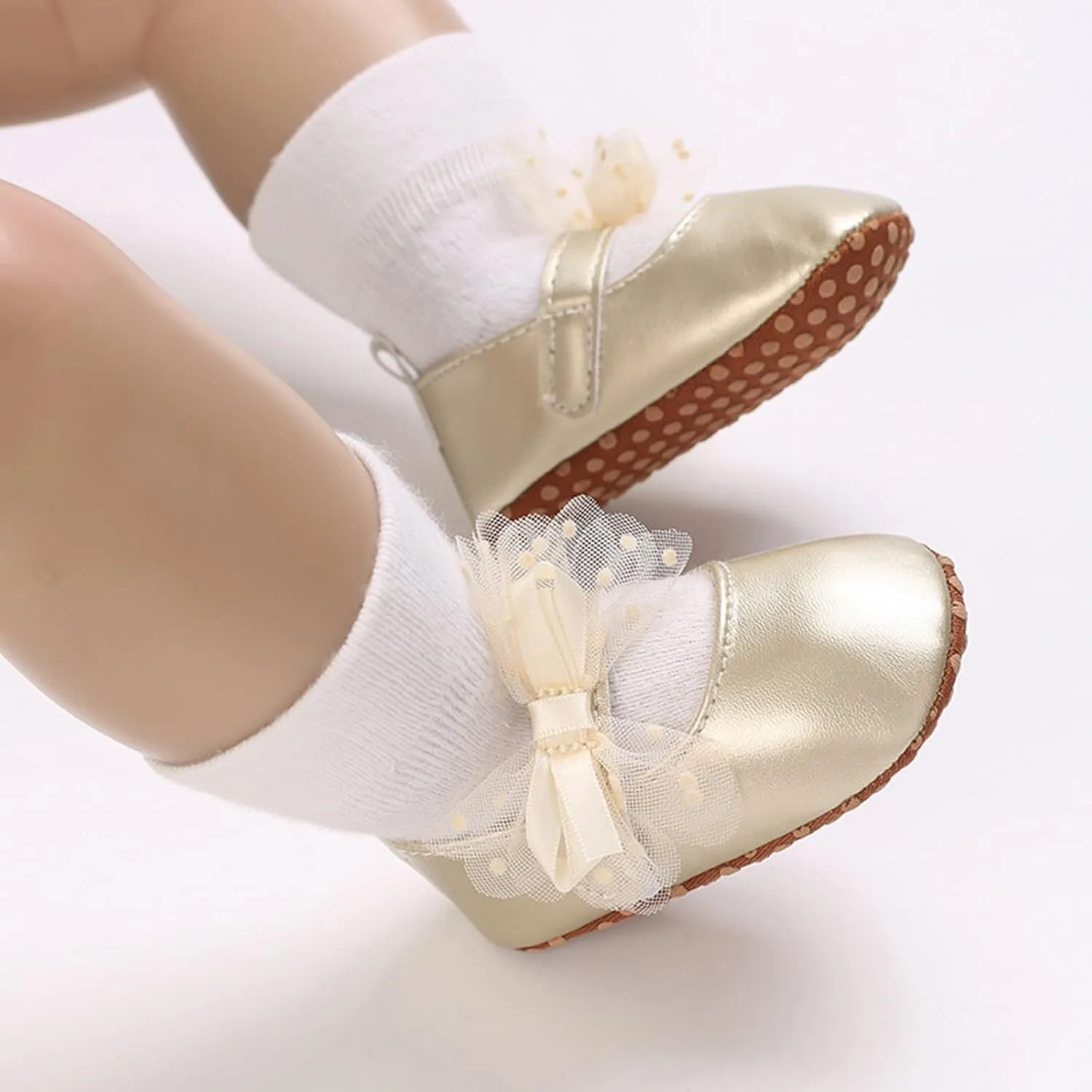 Baby Girls Sandals Cute Lace Bow Knot Flats Princess Wedding Mary Jane Shoes Infant Soft Casual Sole Shower Slippers