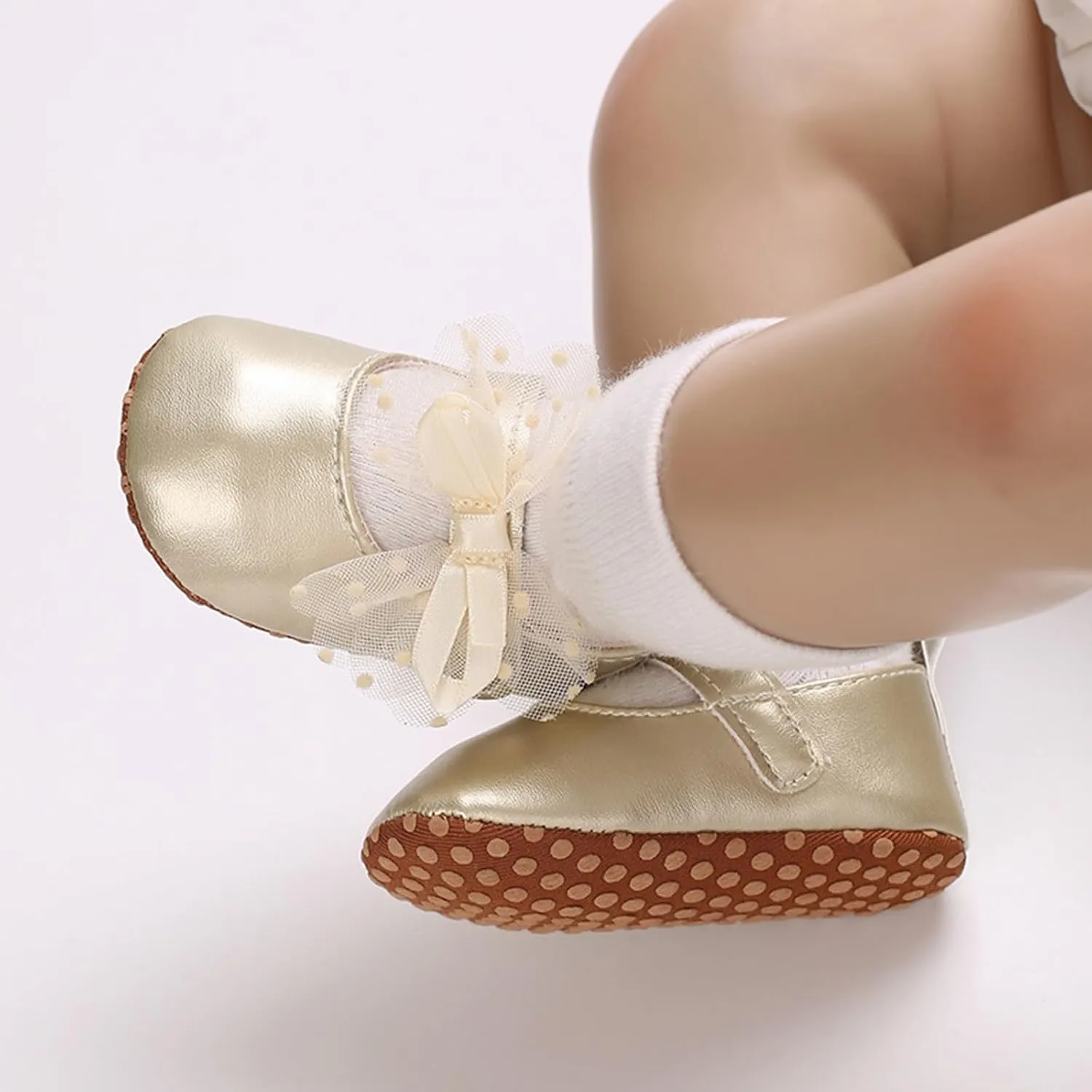 Baby Girls Sandals Cute Lace Bow Knot Flats Princess Wedding Mary Jane Shoes Infant Soft Casual Sole Shower Slippers