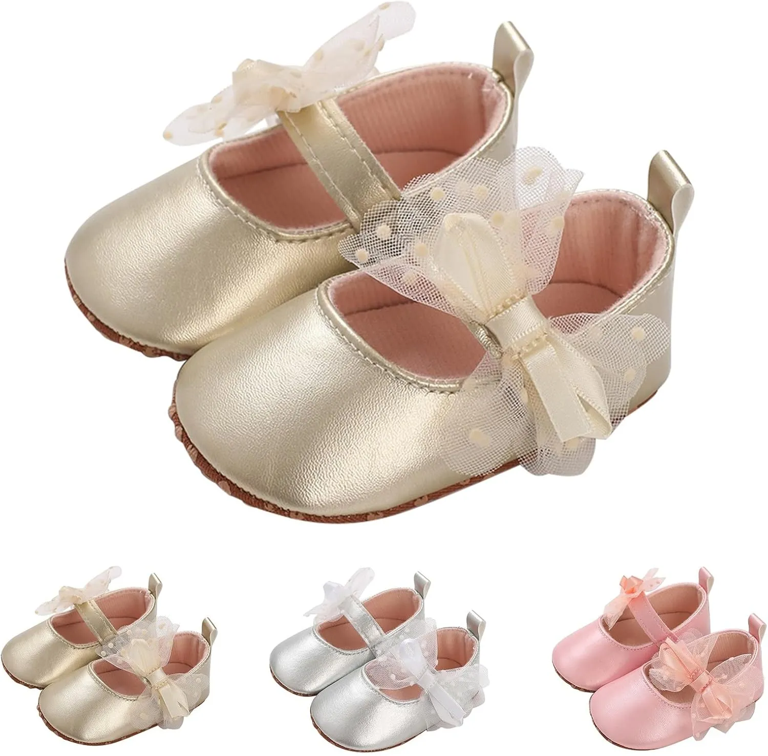 Baby Girls Sandals Cute Lace Bow Knot Flats Princess Wedding Mary Jane Shoes Infant Soft Casual Sole Shower Slippers