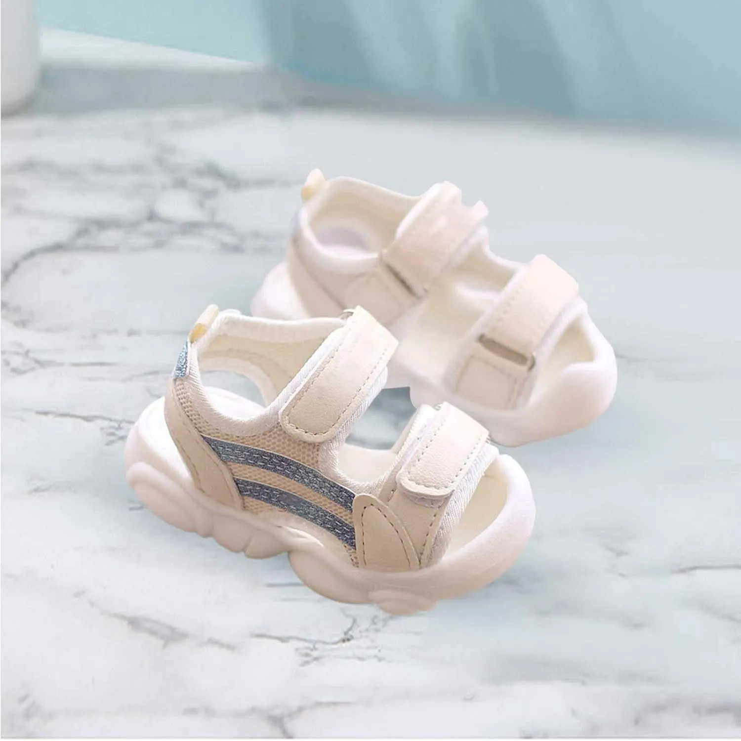 Baby Infant Open Toe Sandals Summer Outdoor Casual Shoes Toddler Memory Foam Sole Soft Ankle Slide Shoes Light Comfy