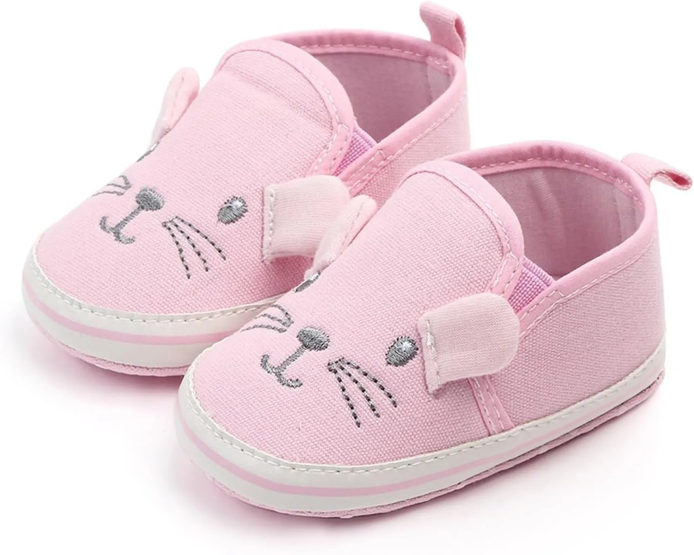 Baby Moccasins Girls Boys Cat Canvas Shoes Cartoon Animal Soft Sole First Walking Shoes Slip On Newborn Crib Shoes