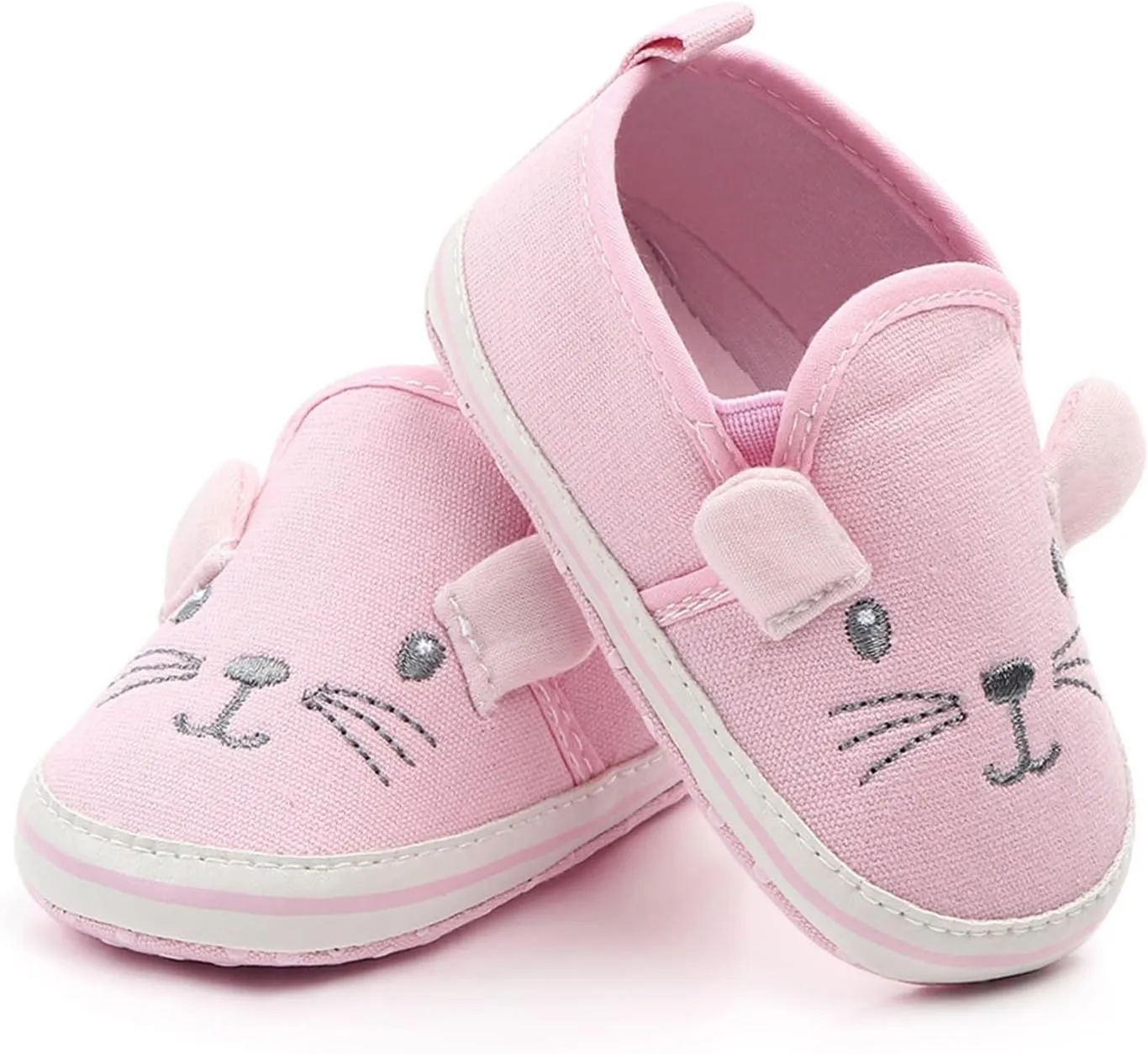 Baby Moccasins Girls Boys Cat Canvas Shoes Cartoon Animal Soft Sole First Walking Shoes Slip On Newborn Crib Shoes