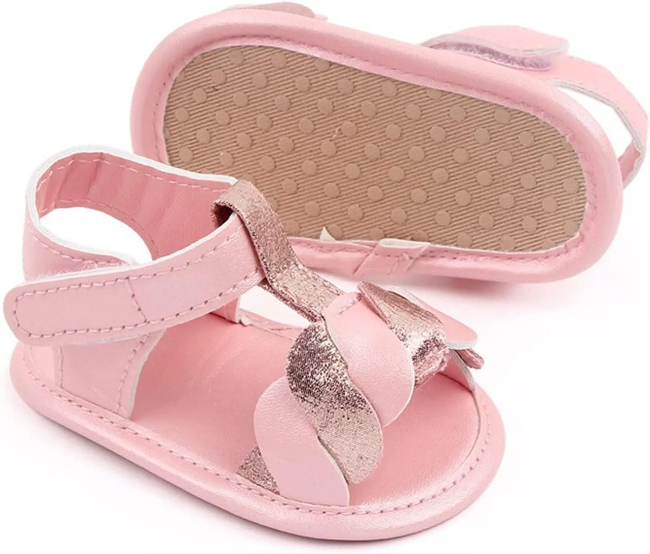 Baby Open Toe Sandals Infant Outdoor Shoes Newborn First Walker Flowers Non Slip Pu Leather Soft Princess Sandals