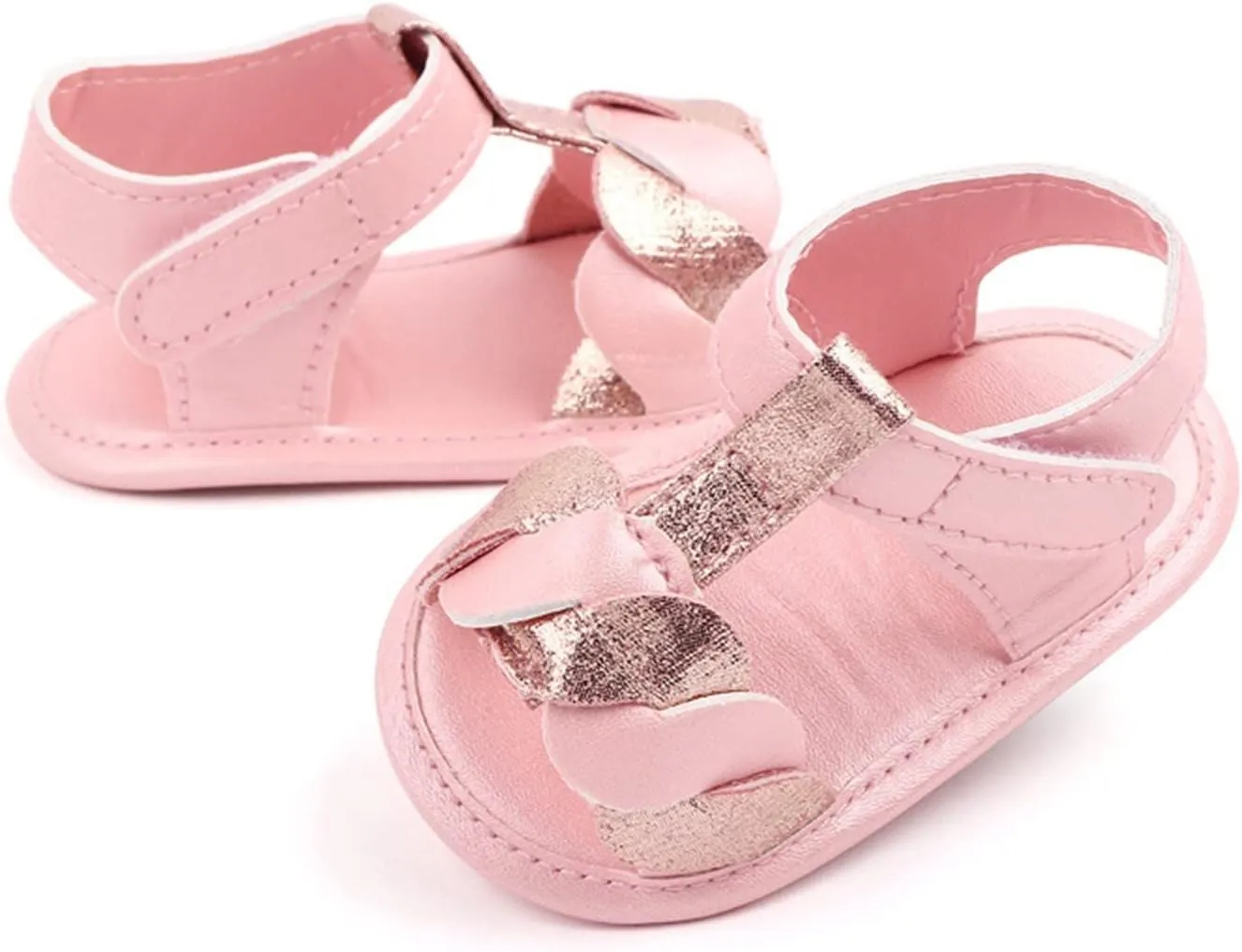Baby Open Toe Sandals Infant Outdoor Shoes Newborn First Walker Flowers Non Slip Pu Leather Soft Princess Sandals