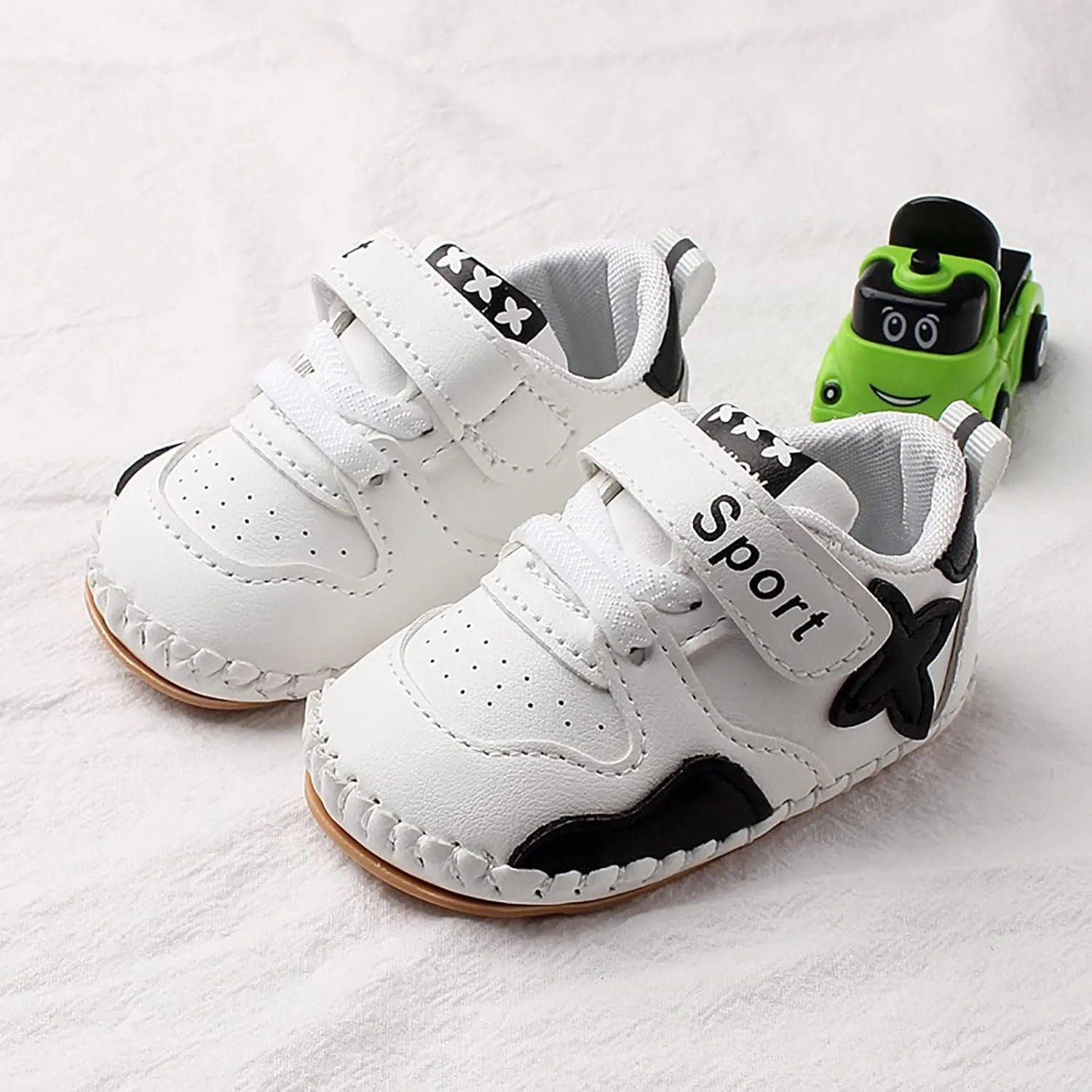 Baby PU Leather Hard Bottom Walking Sneakers Toddler Rubber Sole First Walers Infant Sport Slippers Crib Shoes