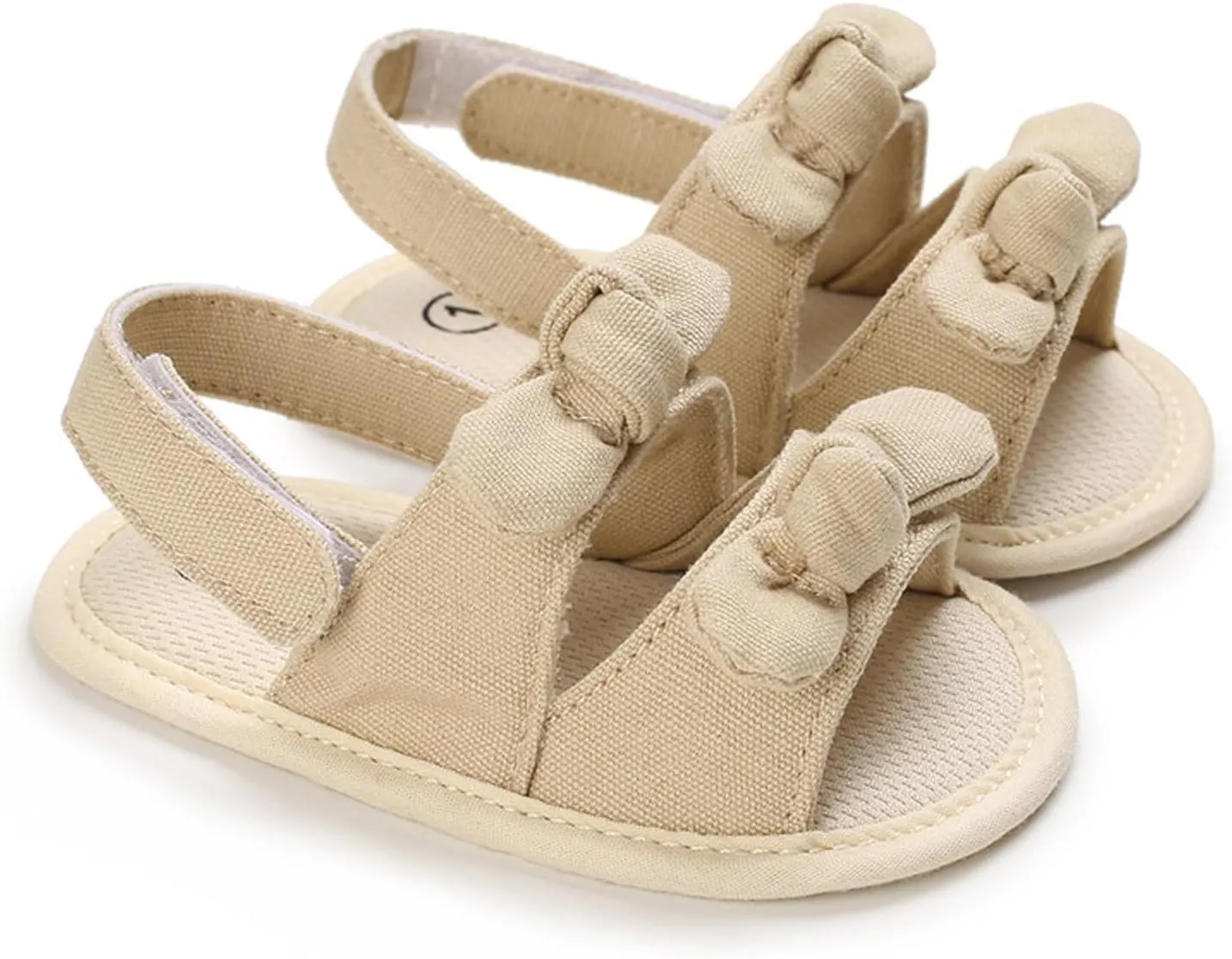 Baby Sandals Kids Solid Color Bowknot Canvas Shoes Children Open Toe Lightweight Soft Sole Sneakers for Daily