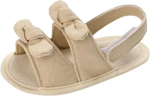 Baby Sandals Kids Solid Color Bowknot Canvas Shoes Children Open Toe Lightweight Soft Sole Sneakers for Daily