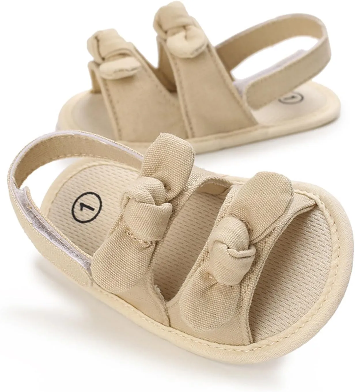 Baby Sandals Kids Solid Color Bowknot Canvas Shoes Children Open Toe Lightweight Soft Sole Sneakers for Daily