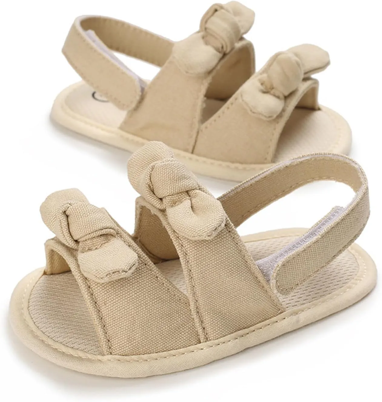 Baby Sandals Kids Solid Color Bowknot Canvas Shoes Children Open Toe Lightweight Soft Sole Sneakers for Daily